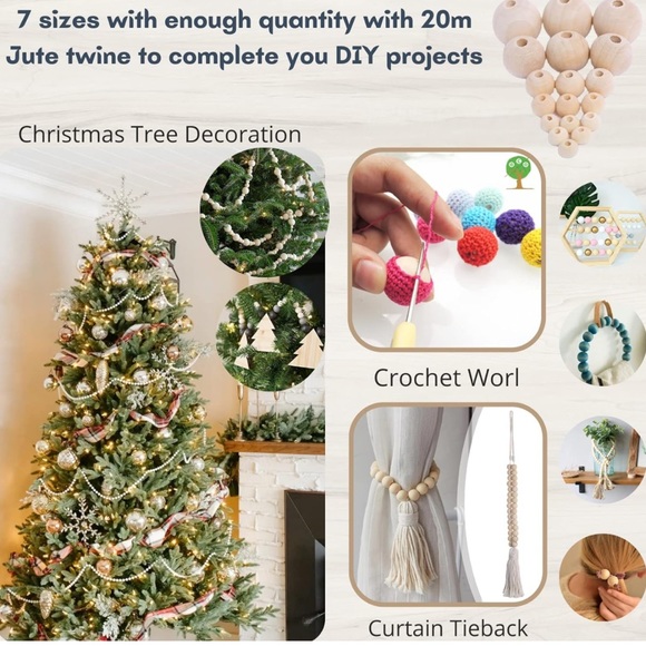 500 Wooden Beads for Crafting 7 Sizes 8MM - 20MM - Picture 3 of 6